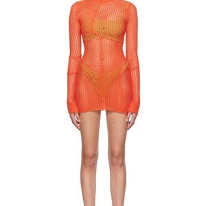 Guizio Vibrant Orange Mesh Swim Cover-Up